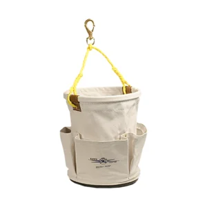 Tool Bucket, 12" x 15" Plastic Bottom W/ Snap, 4-Canvas Outside Pockets